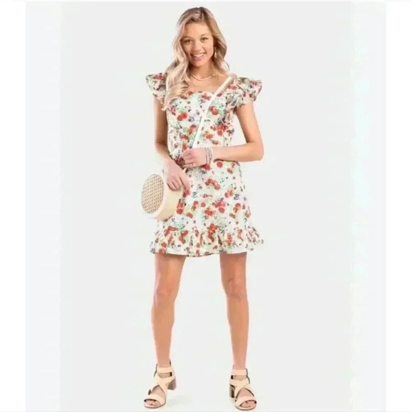 Francescas Floral Ruffle Mini Dress - Picture 2 of 8